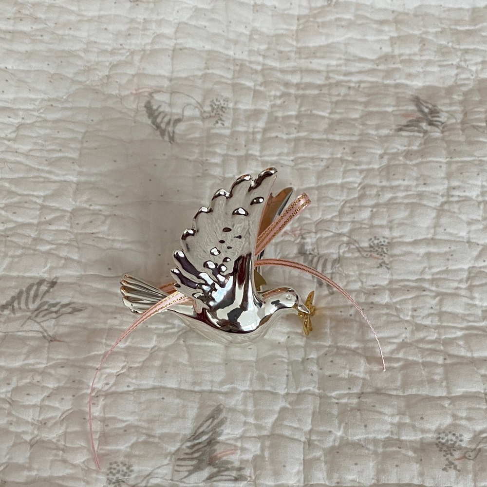 Elegant Silver and Gold Bird Ornament Figurine